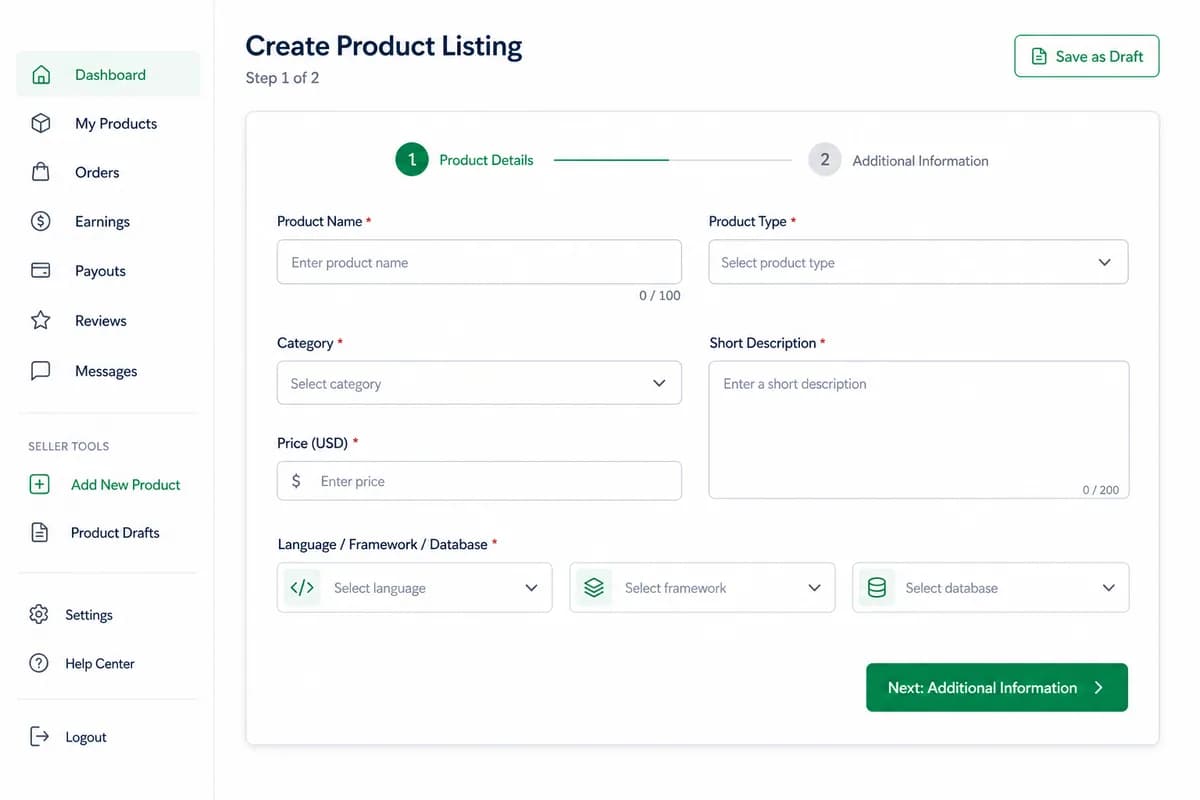 1. Create the listing draft