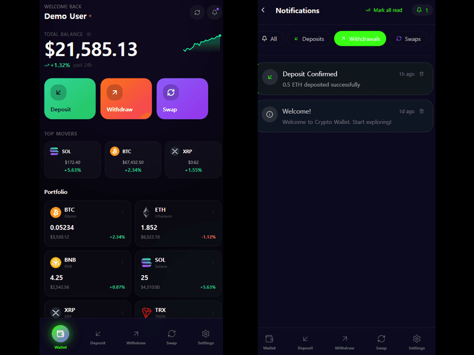 Multilanguage Web Crypto Wallet preview 1