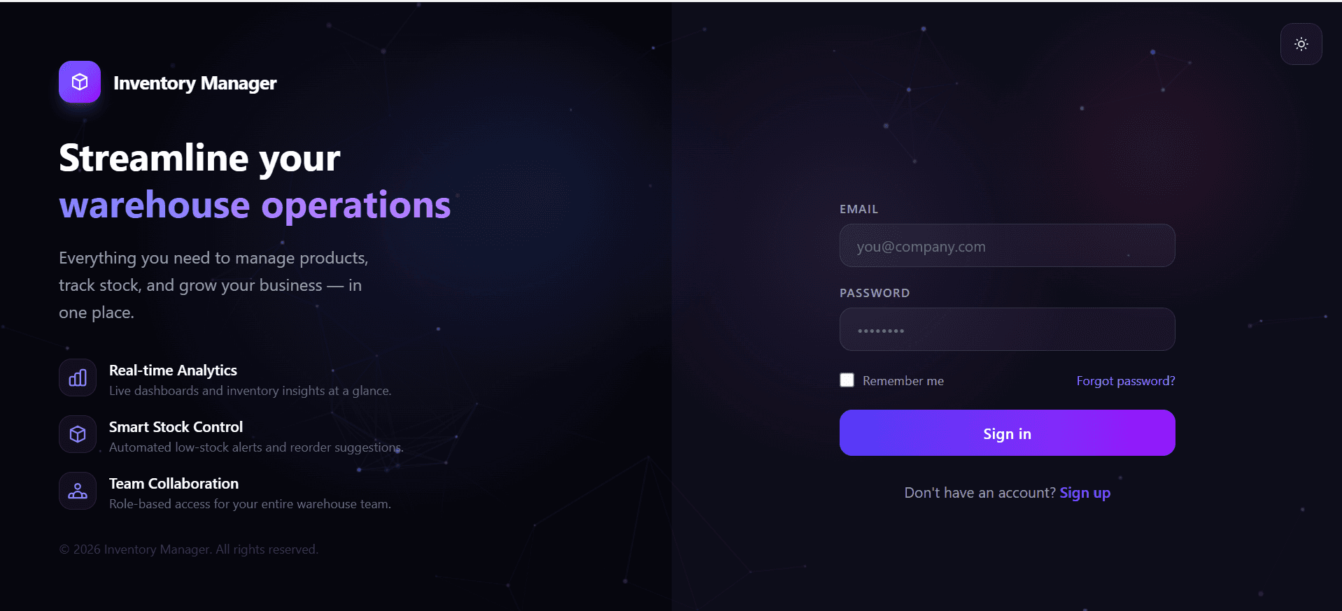 Inventory Manager Frontend preview 1