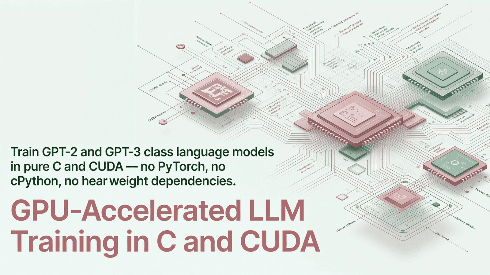 GPU-Accelerated LLM Training in C and CUDA