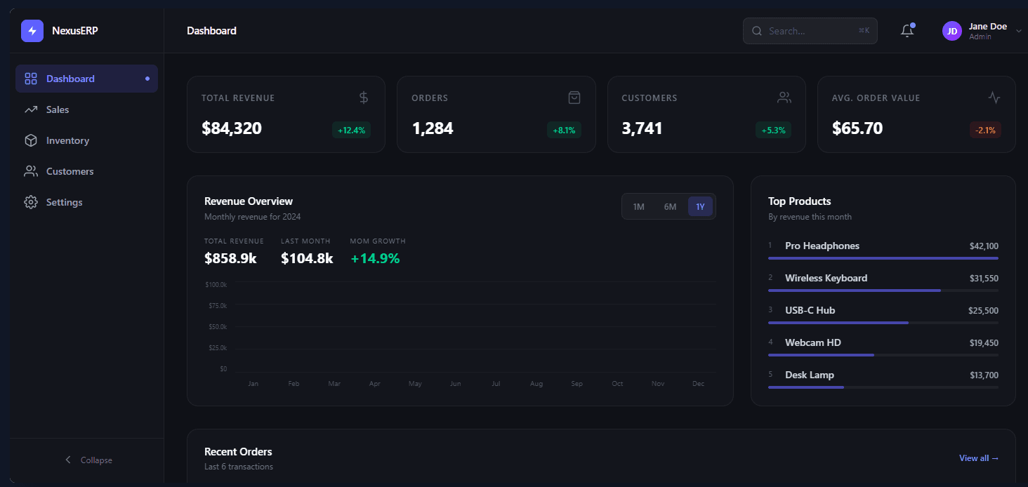 ERP System preview 1