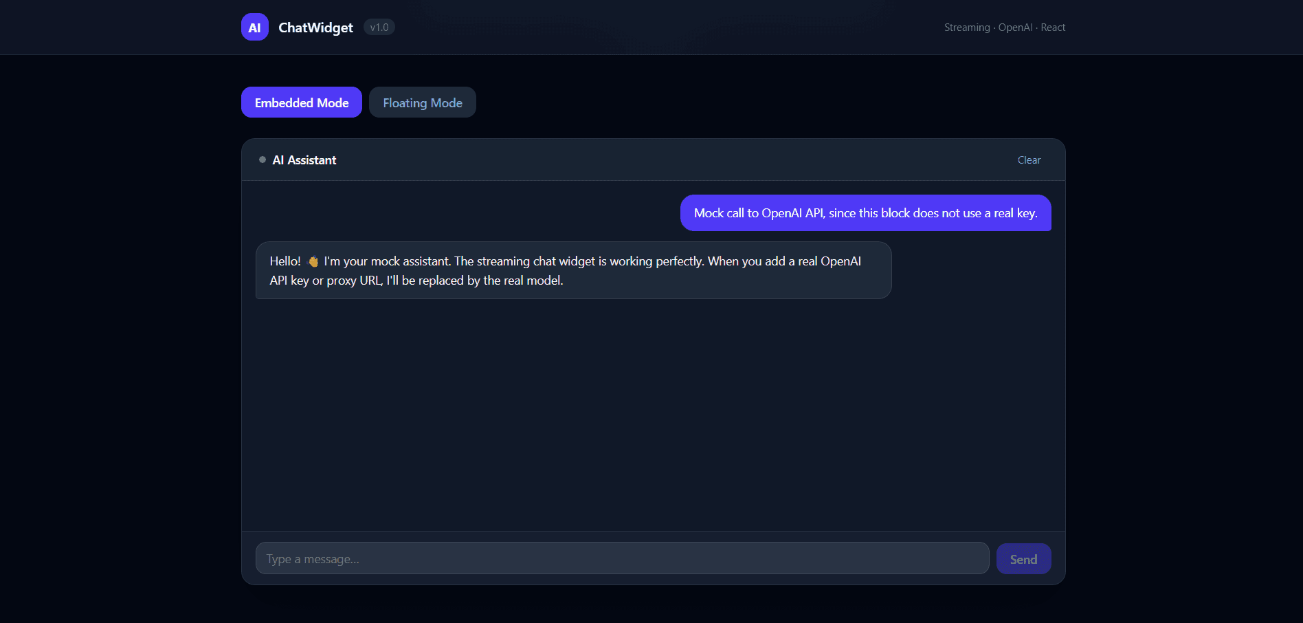 AI Chat Widget - OpenAI preview 1