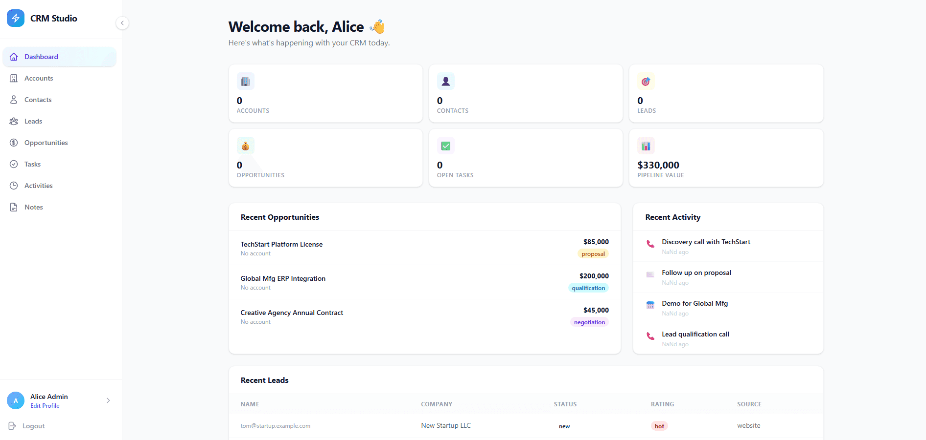 Full Stack CRM Template