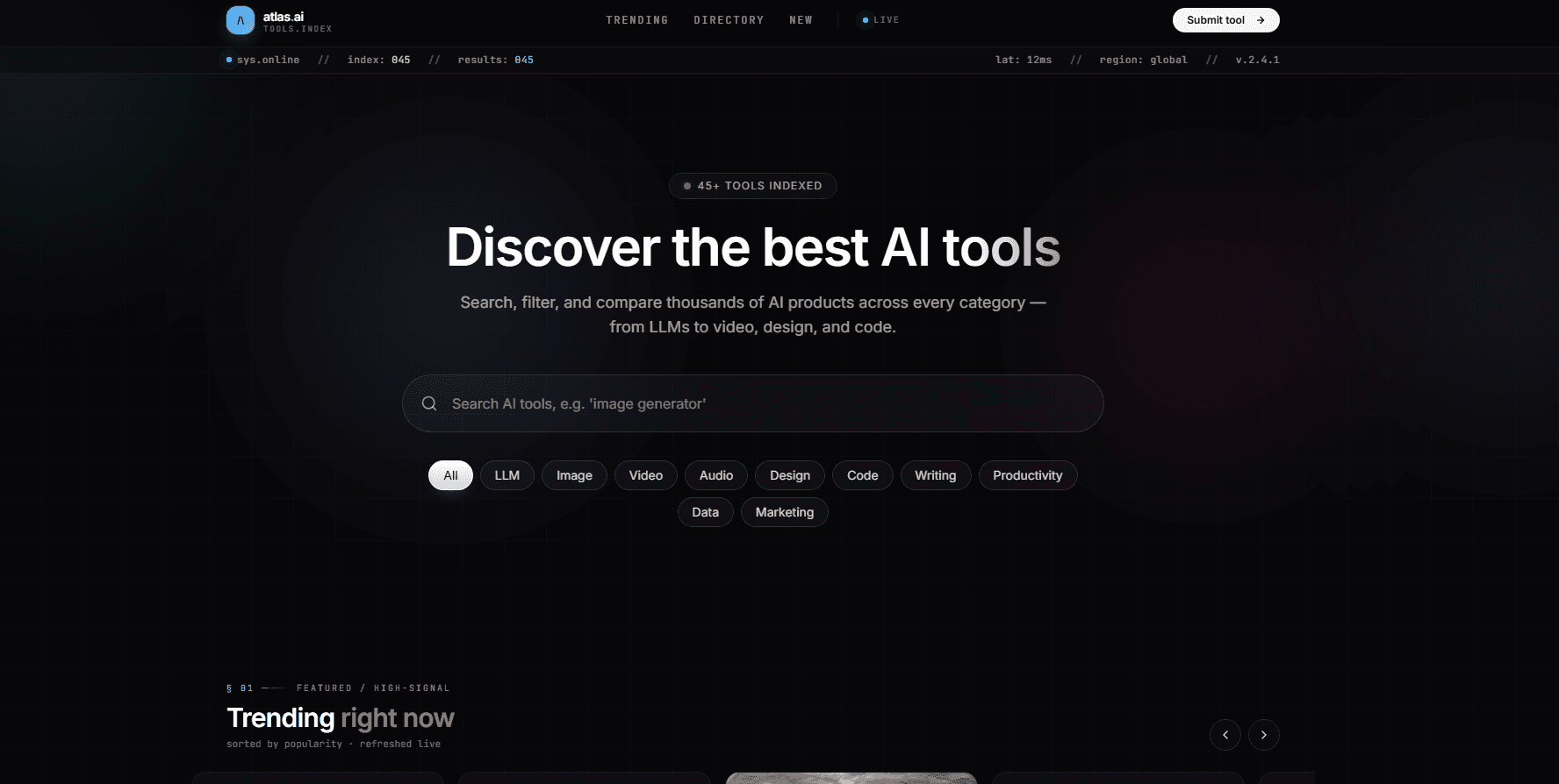 AI Tools Directory Homepage Template preview 1