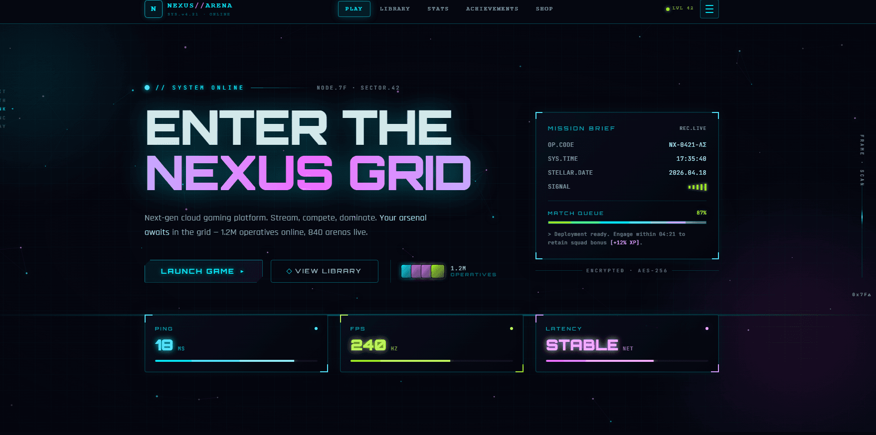 Webgame Homepage Design Template preview 1